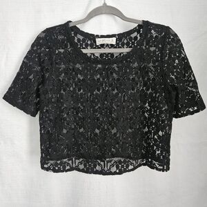 Black Lace Crop Top